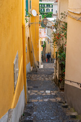 Obraz na płótnie Canvas Typical narrow street and colorful houses in city of Positano, Amalfi coast