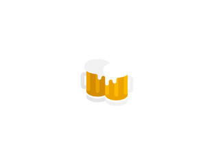 Clinking beer mugs vector flat icon. Isolated beer mugs emoji illustration 