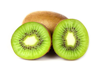 Fototapeta premium Close up of kiwi fruit and slice kiwi isolated on the white background