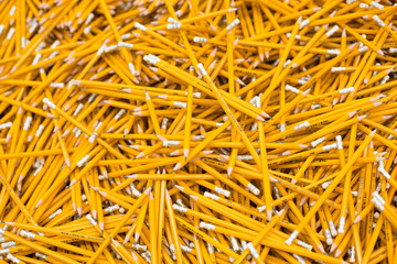 Nizhny Novgorod, Russia, August 9, 2019:  Many pencils black and white color in stationery store, pattern.  Preparing to school in september. Buying Stationery or office supplies