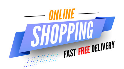 Online shopping fast free delivery banner. Vector illustration.