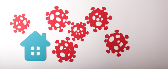 Coronavirus, Covid-19, stay at home card or background Illustration.