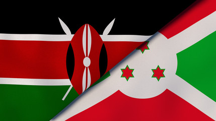 The flags of Kenya and Burundi. News, reportage, business background. 3d illustration