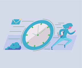 woman employee or freelancer being chased deadline Illustration