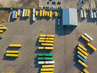 Naklejka premium City buses in the parking lot of Kiev.