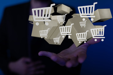 Transport Cardboard boxes, logistics and delivery concept digital  3d.