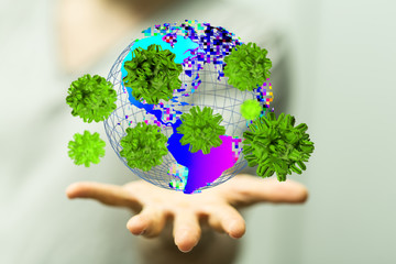 mikro digital epidemic corona virus nCoV , Novel Coronavirus 19-NCP. nCoV denoted is...