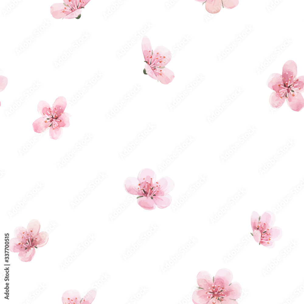 Wall mural beautiful vector floral summer seamless pattern with watercolor field abstract flowers. stock illust