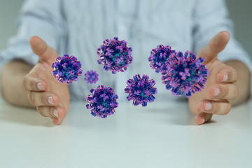 mikro digital epidemic corona virus nCoV , Novel Coronavirus 19-NCP. nCoV denoted is single-stranded RNA virus 3d.