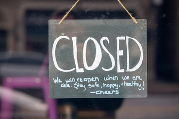 Closed Business Sign due to the Coronavirus