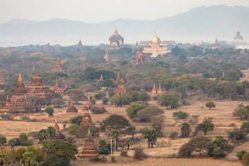 Temple field of Bagan at sunrise, Myanmar
