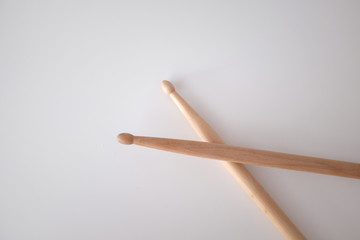 Drum sticks on white background