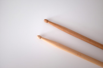 Drum sticks on white background