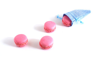 macaroons on a white background. Sweets. Suitable for advertising background.