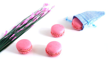 Obraz premium macaroons on a white background. Sweets. Suitable for advertising background.