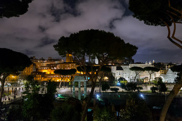 Rome, Imperial Forums street by night