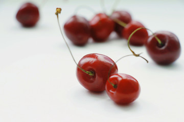 cherries on a white background