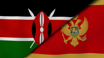 The flags of Kenya and Montenegro. News, reportage, business background. 3d illustration