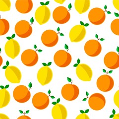 Lemons and oranges, grapefruits tropical fruits seamless pattern