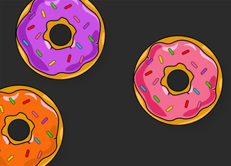 Cute donuts cartoon style vector