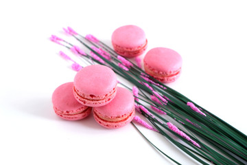 macaroons on a white background. Sweets. Suitable for advertising background.