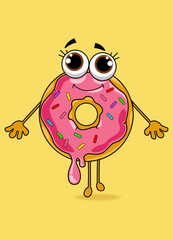 Donut cartoon style blue background vector
