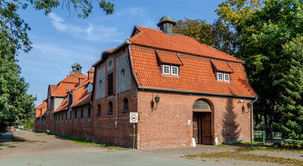 Brick buildings at the Kwidzyn Horse Stud.