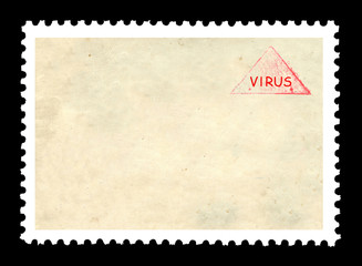 Vintage blank postage stamp with red ink  stamp 