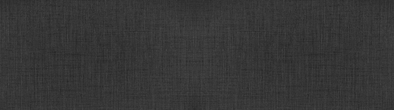 Dark anthracite gray black natural cotton linen textile texture background banner panorama