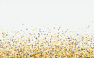 Background with Golden glitter, confetti. Gold polka dots, circles, round. Typographic design. Bright festive, festival pattern for party invites, wedding, cards, phone Wallpapers. Vector illustration