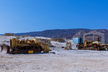 Crushed Construction Machines on the Lake Assal, Djibouti