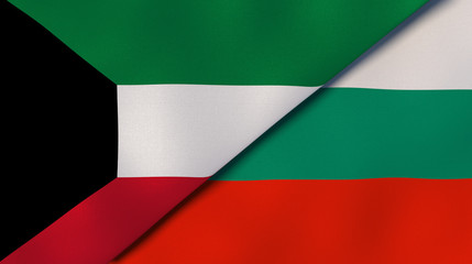 The flags of Kuwait and Bulgaria. News, reportage, business background. 3d illustration