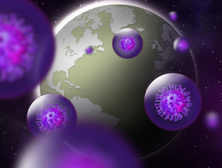 virus, coronavirus covid19 covid-19 on blue background neon, DNA, biological research © SENKI