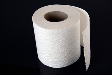 Toilet paper roll, black background
