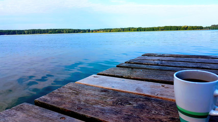 Jezioro pomost niebo woda relax
