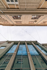 Fototapeta premium Novi Sad, Serbia July 30, 2019: Old town (Serbian: Stari grad) with new and old buildings in Novi Sad, Serbia.