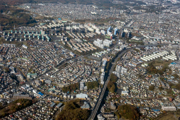 横浜市港南区の野庭団地付近を空撮