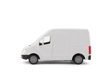 Transport white van car on white background with clipping path