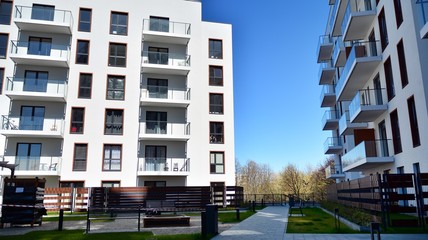 Modern apartment buildings. This is a unique place. Functional, smartly designed. This is an aesthetic space with good energy.