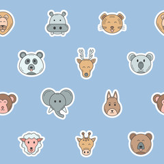 Animal - Vector color background (seamless pattern) of pets and wild beast for graphic design