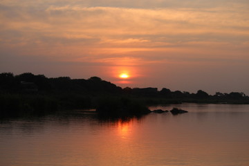 sunset over the river
