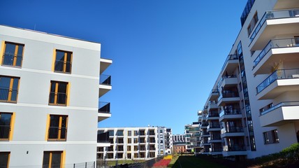 Modern apartment buildings. This is a unique place. Functional, smartly designed. This is an aesthetic space with good energy.