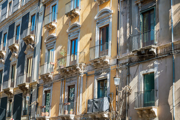 Antique building view in Old Town Catania, Italy