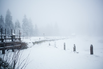 Snowy Harz Mountians in Germany