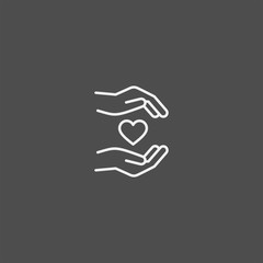 Heart in palms flat vector icon. Human flat vector icon