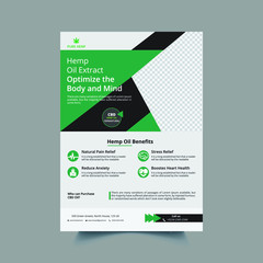 Green Cannabis Leaflet Template Hemp Product Sale Flyer Design Template