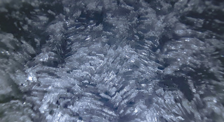 water crystal  inside fridge close up 