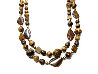 fashion beads necklace jewelry with semigem crystals tiger eye