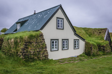 House in Keldur historic settlement, famous for oldest surviving turf buildings of this kind in Iceland