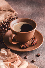 Cup of coffee and star anise